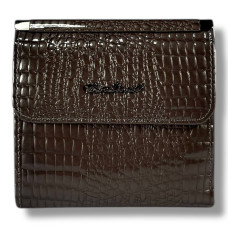 Жіночий гаманець із натуральної лакованої шкіри, місткий та компактний, сірий