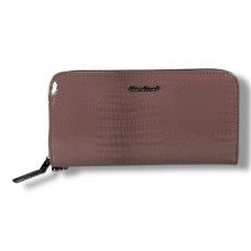 Жіночий гаманець з натуральної шкіри, рожевий, з застібкою на змійці