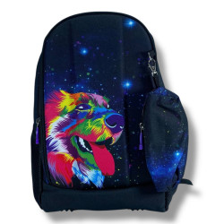 Стильный школьный рюкзак для девочек с собакой Стильный школьный рюкзак для девочек с собакой