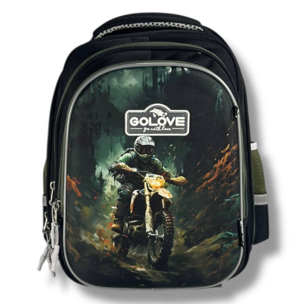 Школьный рюкзак с принтом Мотоциклист для младших классов, вместительный и удобный, 20 л Школьный рюкзак с принтом Мотоциклист для младших классов, вместительный и удобный, 20 л