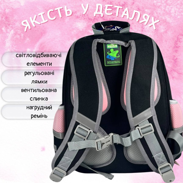 Черный школьный рюкзак с принтом Бабочка для девочки 1-4 классов, на 3 отделения с удобным органайзером Черный школьный рюкзак с принтом Бабочка для девочки 1-4 классов, на 3 отделения с удобным органайзером