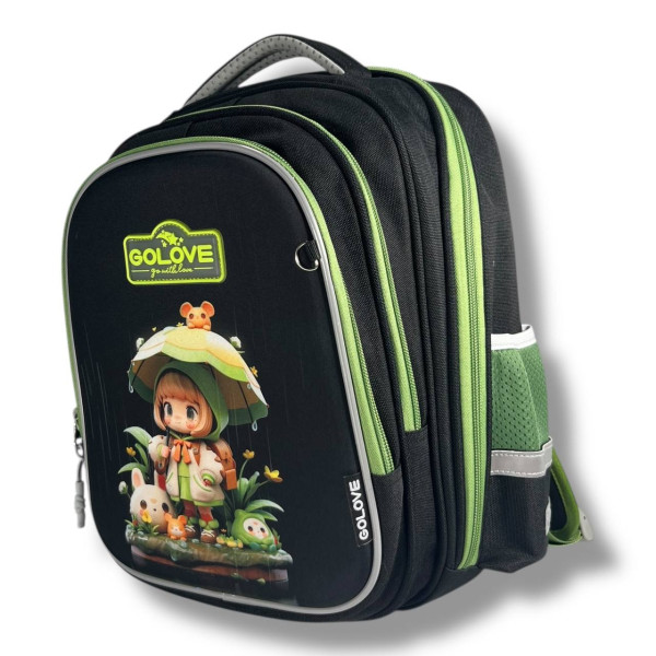 Школьный рюкзак с принтом Девочка с зонтиком для младших классов, вместительный и удобный, 20 л Школьный рюкзак с принтом Девочка с зонтиком для младших классов, вместительный и удобный, 20 л