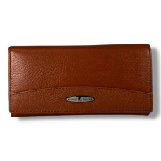 Женский кошелек из натуральной кожи с тиснением, коричневый (17×9 см)