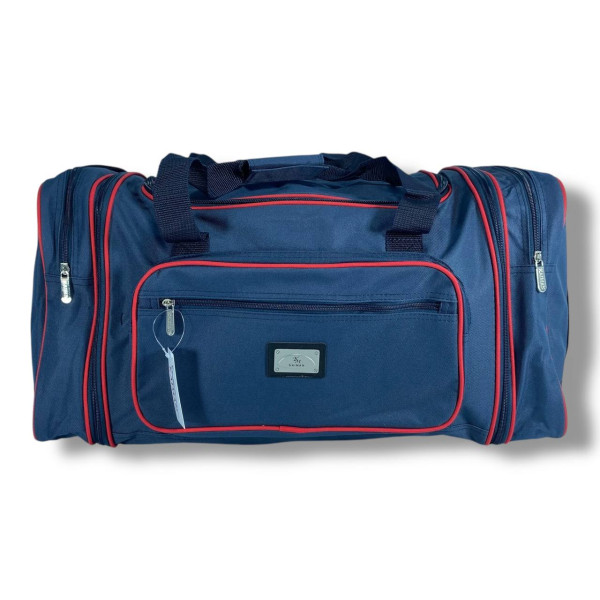 Дорожная сумка с расширением 60-70 см, 80 л, синяя с красным