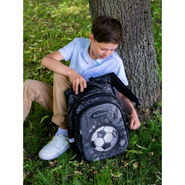 Рюкзак для мальчика младших классов, Sky Name (Winner), черно-серый Рюкзак для мальчика младших классов, Sky Name (Winner), черно-серый