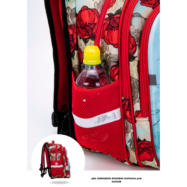 Рюкзак школьный для девочки Sky Name (Winner), красный с синим Рюкзак школьный для девочки Sky Name (Winner), красный с синим