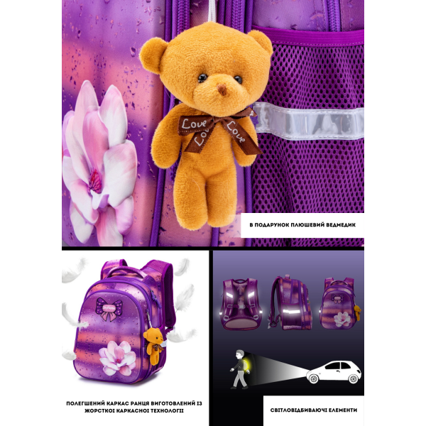 Рюкзак школьный для девочки Sky Name (Winner), розово-фиолетовый Рюкзак школьный для девочки Sky Name (Winner), розово-фиолетовый