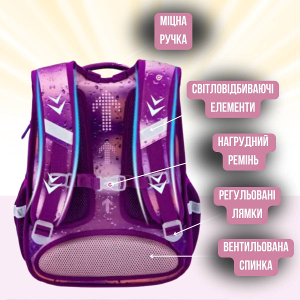 Рюкзак школьный для девочки Sky Name (Winner), розово-фиолетовый Рюкзак школьный для девочки Sky Name (Winner), розово-фиолетовый