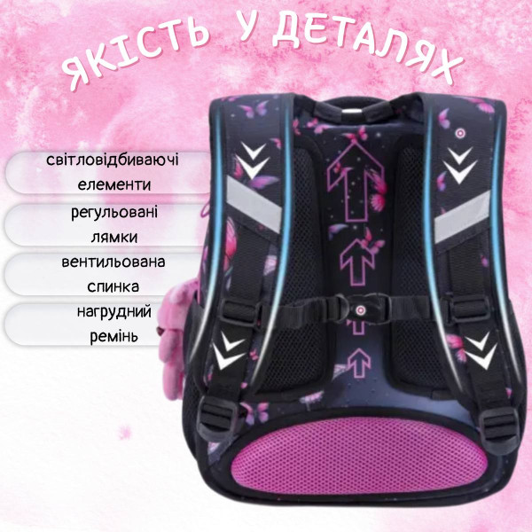 Школьный рюкзак Sky Name для девочки 1-4 класс, принт Котик водоотталкивающая ткань,