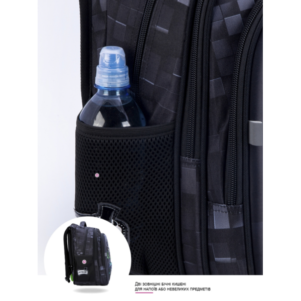 Школьный рюкзак для мальчика черно-серый Майнкрафт