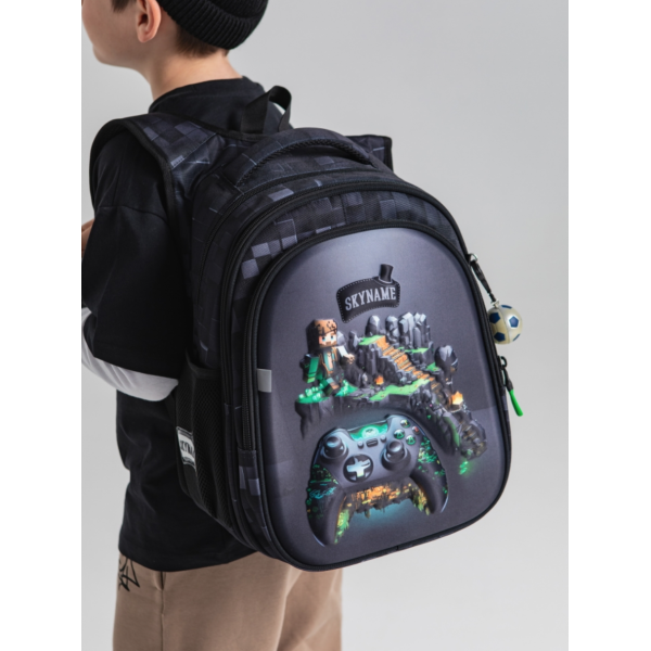 Школьный рюкзак для мальчика черно-серый Майнкрафт