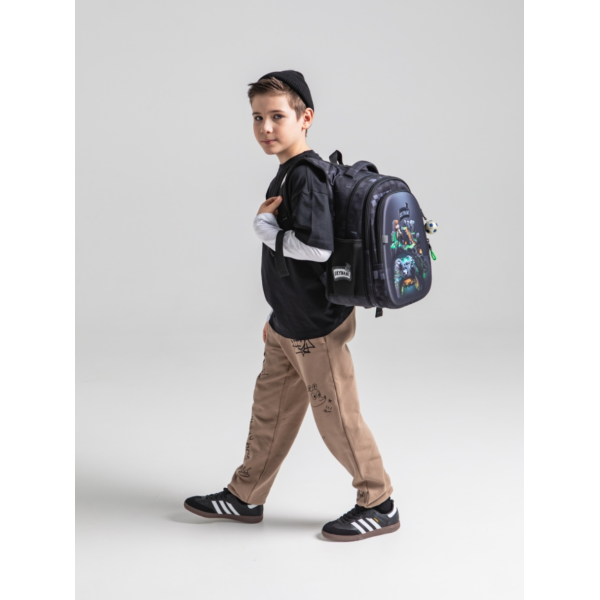 Школьный рюкзак для мальчика черно-серый Майнкрафт