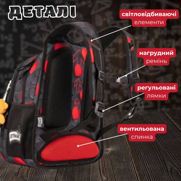 Шкільний рюкзак Білий котик із сердечком для дівчинки Шкільний рюкзак Білий котик із сердечком для дівчинки