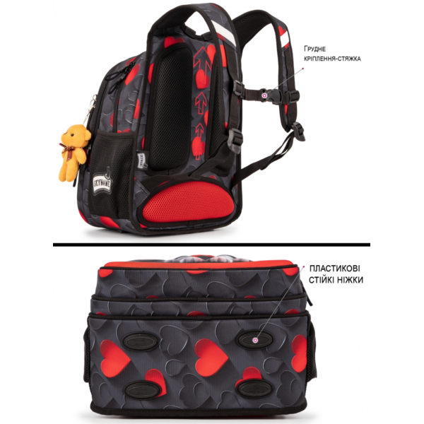 Шкільний рюкзак Білий котик із сердечком для дівчинки Шкільний рюкзак Білий котик із сердечком для дівчинки