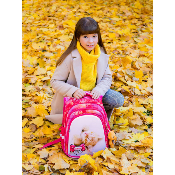 Ранець шкільний для дівчинки 1-4 клас, три відділи, брелок, Sky Name Winner, рожевий Ранець шкільний для дівчинки 1-4 клас, три відділи, брелок, Sky Name Winner, рожевий