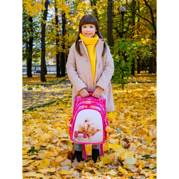 Ранець шкільний для дівчинки 1-4 клас, три відділи, брелок, Sky Name Winner, рожевий Ранець шкільний для дівчинки 1-4 клас, три відділи, брелок, Sky Name Winner, рожевий