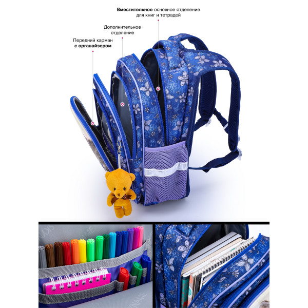 Ранець шкільний для дівчинки 1-4 клас, водовідштовхувальна тканина Sky Name (Winner), синій Ранець шкільний для дівчинки 1-4 клас, водовідштовхувальна тканина Sky Name (Winner), синій