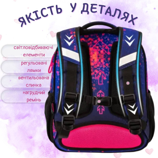 Шкільний рюкзак для дівчинки Різнокольоровий кіт Шкільний рюкзак для дівчинки Різнокольоровий кіт