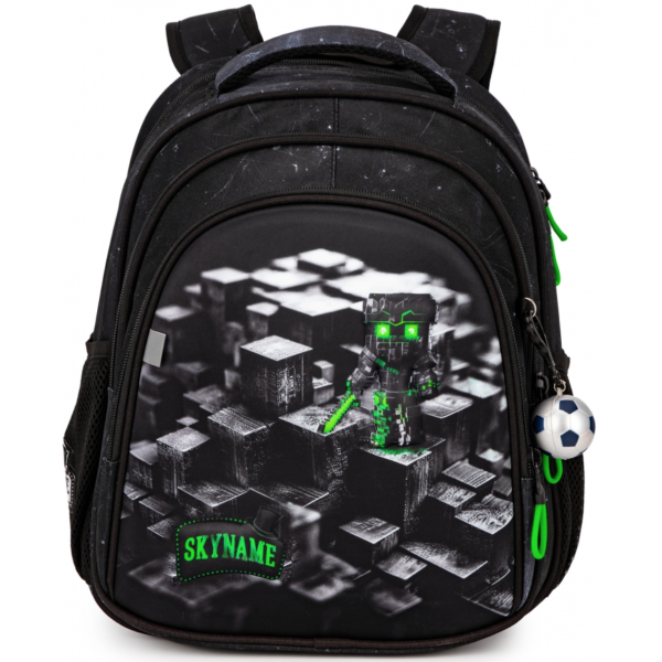 Школьный рюкзак для мальчиков черно-серый с зеленым. Школьный рюкзак для мальчиков черно-серый с зеленым.