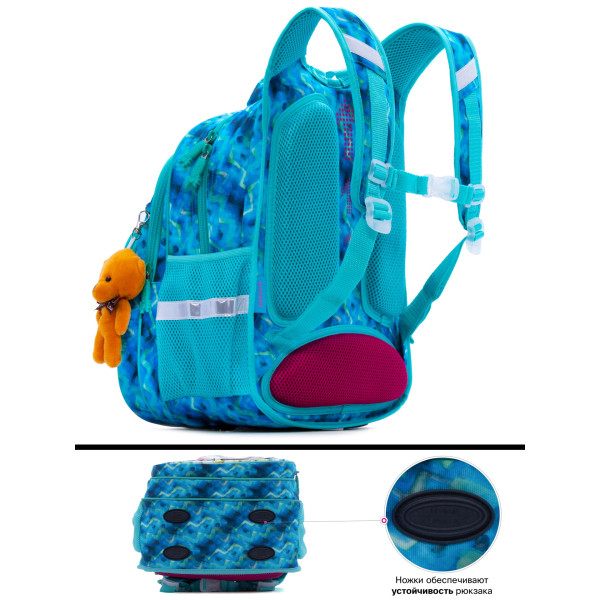 Рюкзак школьный для девочки, R3-228 три отдела, защита от влаги Winner SkyName раз.30*18*37см бирюзовый Рюкзак школьный для девочки, R3-228 три отдела, защита от влаги Winner SkyName раз.30*18*37см бирюзовый