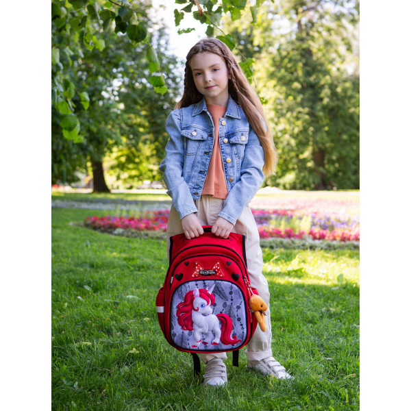 Дитячий шкільний рюкзак для дівчинки, червоний Дитячий шкільний рюкзак для дівчинки, червоний