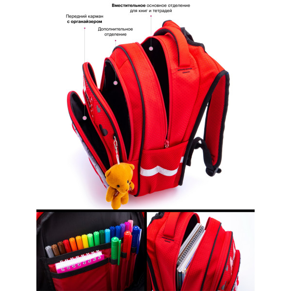 Дитячий шкільний рюкзак для дівчинки, червоний Дитячий шкільний рюкзак для дівчинки, червоний