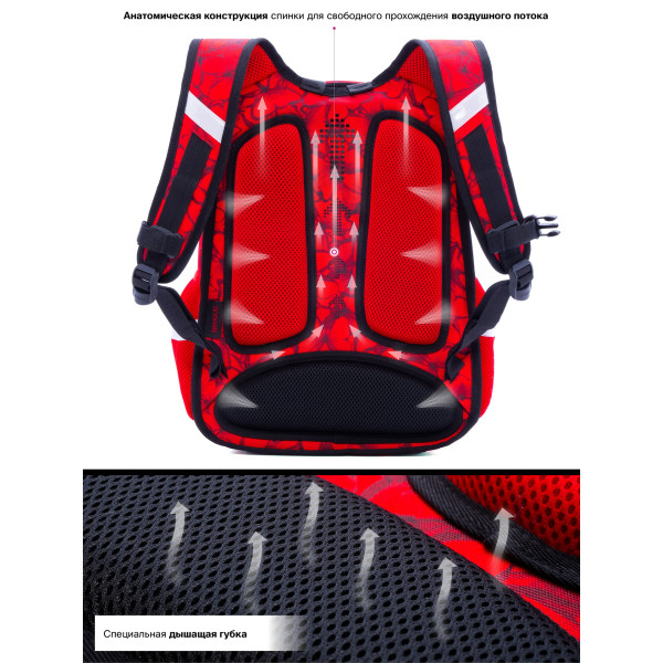 Школьный рюкзак для девочки,1-4 класс, ортопедические свойства, Winner One/Sky Name, красный Школьный рюкзак для девочки,1-4 класс, ортопедические свойства, Winner One/Sky Name, красный