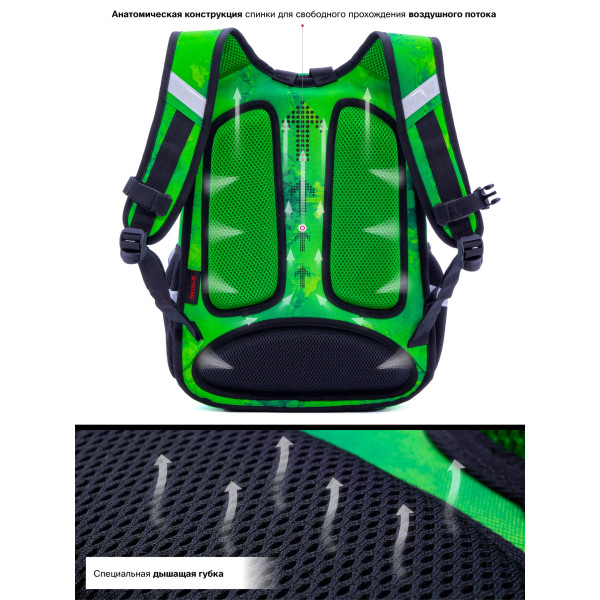 Школьный рюкзак для мальчика вентиляция спинки, Winner One/Sky Name размер: 30*18*37 см, зеленый Школьный рюкзак для мальчика вентиляция спинки, Winner One/Sky Name размер: 30*18*37 см, зеленый