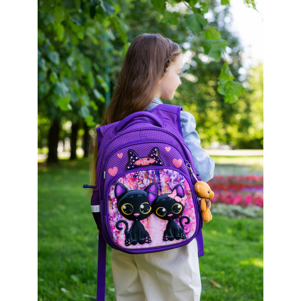 Рюкзак для девочки 1-4 класс, три отдела, органайзер Winner One/Sky Name, фиолетовый Рюкзак для девочки 1-4 класс, три отдела, органайзер Winner One/Sky Name, фиолетовый