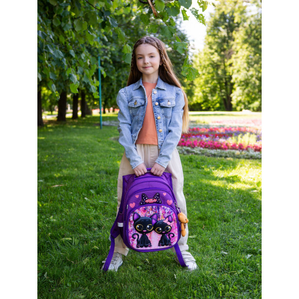 Рюкзак для девочки 1-4 класс, три отдела, органайзер Winner One/Sky Name, фиолетовый Рюкзак для девочки 1-4 класс, три отдела, органайзер Winner One/Sky Name, фиолетовый