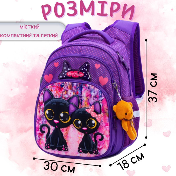Рюкзак для девочки 1-4 класс, три отдела, органайзер Winner One/Sky Name, фиолетовый Рюкзак для девочки 1-4 класс, три отдела, органайзер Winner One/Sky Name, фиолетовый