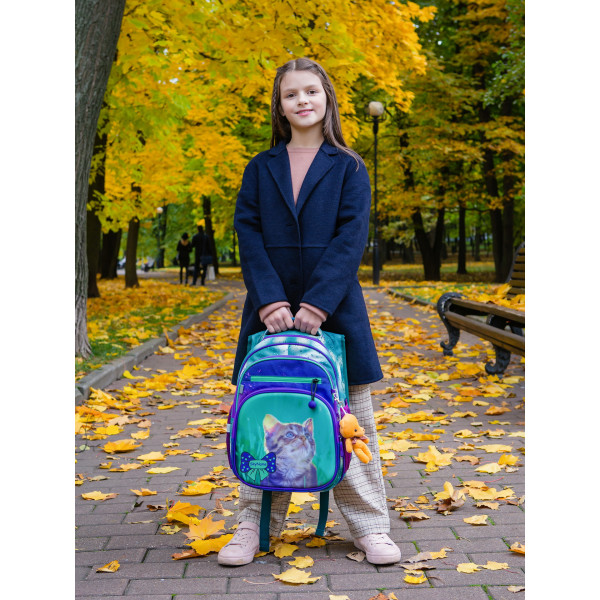 Школьный рюкзак для девочки, 1-4 класс, ортопедическая спинка, бирюзовый