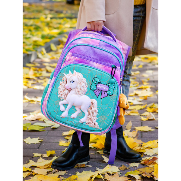 Рюкзак для дівчинки молодших класів, три відділи, Winner One/Sky Name, різнокольоровий