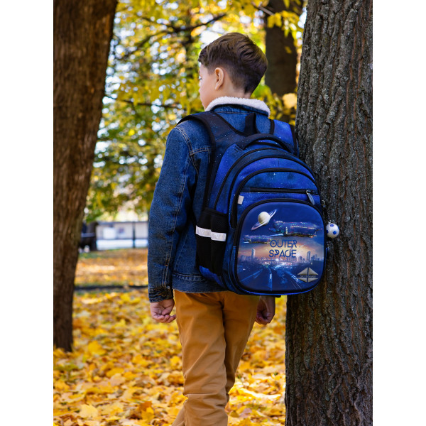 Рюкзак школьный влагозащитный, брелок-мячик, Winner One/Sky Name, синий Рюкзак школьный влагозащитный, брелок-мячик, Winner One/Sky Name, синий