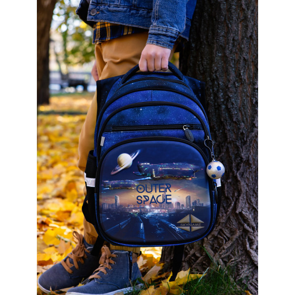 Рюкзак школьный влагозащитный, брелок-мячик, Winner One/Sky Name, синий Рюкзак школьный влагозащитный, брелок-мячик, Winner One/Sky Name, синий