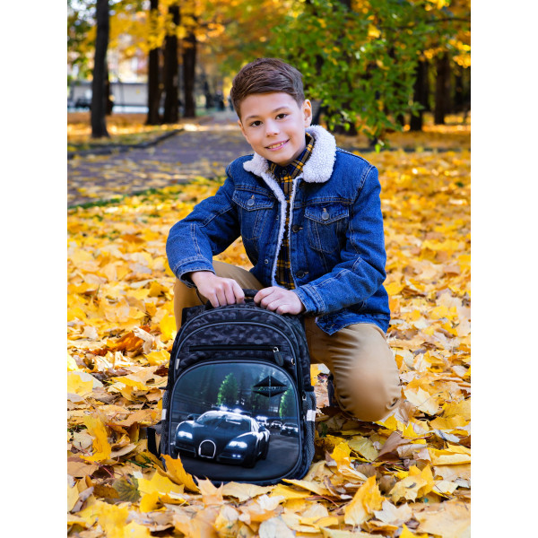 Шкільний рюкзак для хлопчика, чорно-сірий
