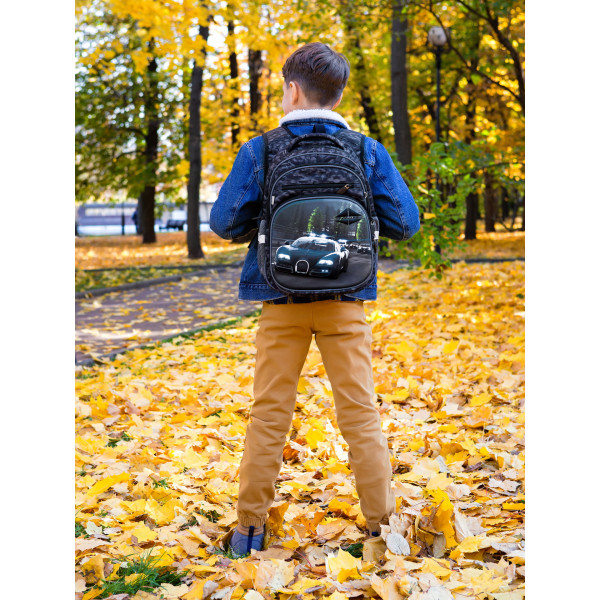 Шкільний рюкзак для хлопчика, чорно-сірий