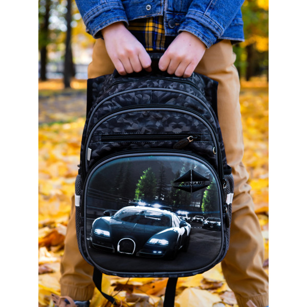 Шкільний рюкзак для хлопчика, чорно-сірий