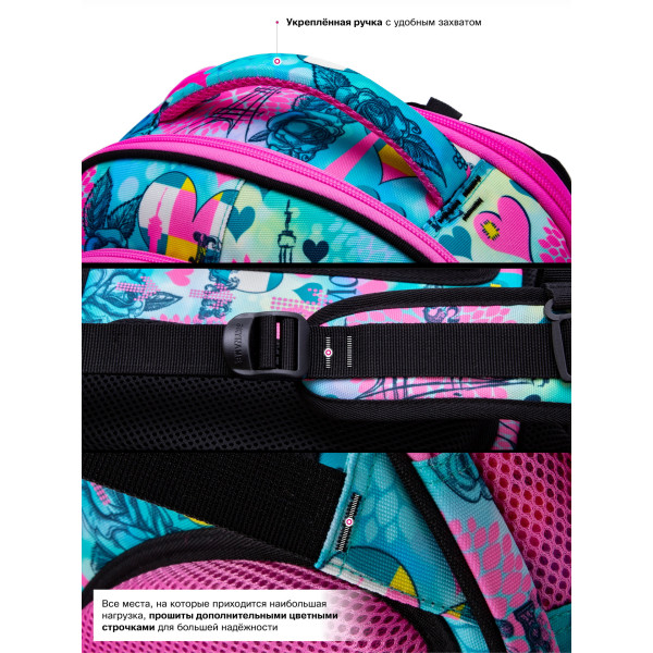 Ранец жесткий каркас для девочки на 2 отделения Winner One/Sky Name, разноцветный Ранец жесткий каркас для девочки на 2 отделения Winner One/Sky Name, разноцветный