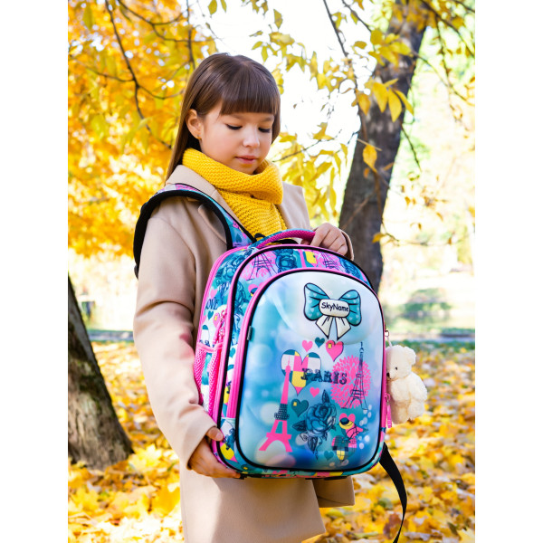 Ранец жесткий каркас для девочки на 2 отделения Winner One/Sky Name, разноцветный Ранец жесткий каркас для девочки на 2 отделения Winner One/Sky Name, разноцветный