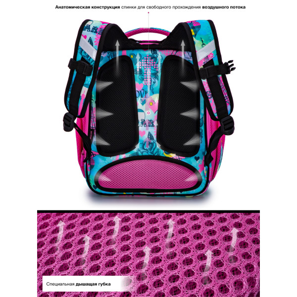 Ранец жесткий каркас для девочки на 2 отделения Winner One/Sky Name, разноцветный Ранец жесткий каркас для девочки на 2 отделения Winner One/Sky Name, разноцветный