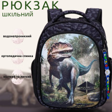 Рюкзак школьный для мальчика, жесткий каркас, два отдела Winner One/Sky Name, черно-серый