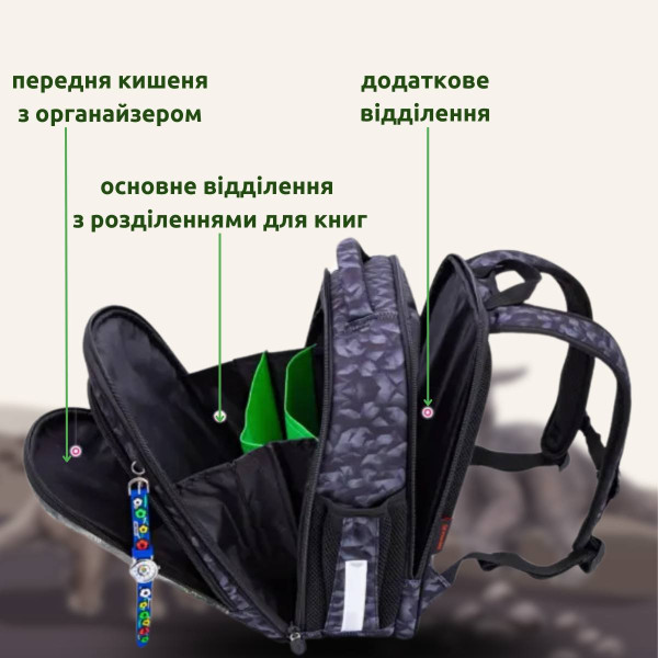 Рюкзак школьный для мальчика, жесткий каркас, два отдела Winner One/Sky Name, черно-серый Рюкзак школьный для мальчика, жесткий каркас, два отдела Winner One/Sky Name, черно-серый