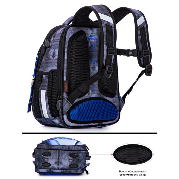 Школьный рюкзак для мальчика, ортопедическая спинка, серо-синий Школьный рюкзак для мальчика, ортопедическая спинка, серо-синий