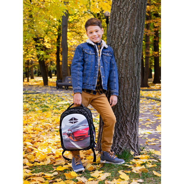 Школьный ранец для мальчика, жесткий каркас Winner One/Sky Name, черно-серый Школьный ранец для мальчика, жесткий каркас Winner One/Sky Name, черно-серый