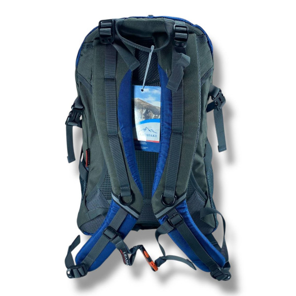 Туристичний рюкзак синього кольору на 50 л, водовідштовхувальний з ортопедичною спинкою