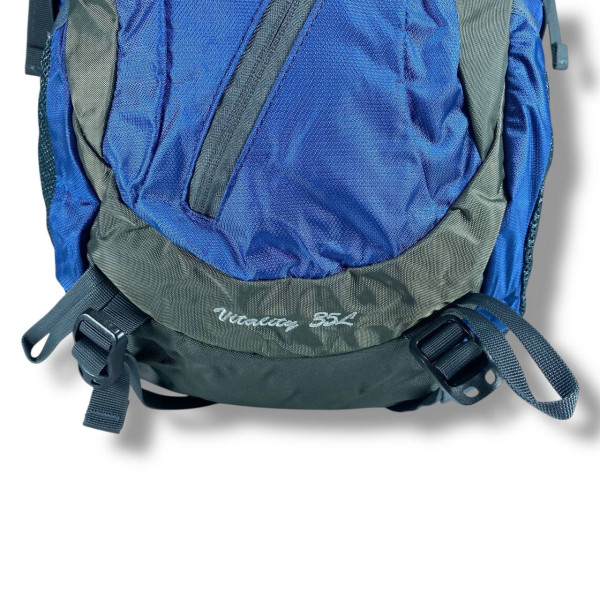 Туристичний рюкзак синього кольору на 50 л, водовідштовхувальний з ортопедичною спинкою