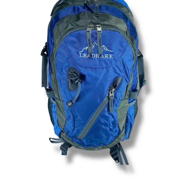 Туристичний рюкзак синього кольору на 50 л, водовідштовхувальний з ортопедичною спинкою