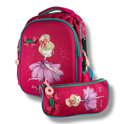 Каркасний шкільний рюкзак для дівчаток 6-9 років, рожевий, місткий та легкий, принт Балерина