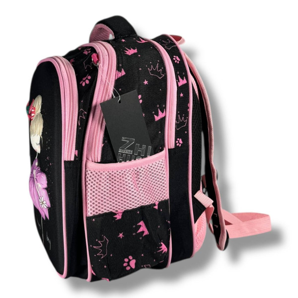 Каркасный школьный рюкзак для девочек 6-9 лет, черный, вместительный и легкий, принт Балерина Каркасный школьный рюкзак для девочек 6-9 лет, черный, вместительный и легкий, принт Балерина